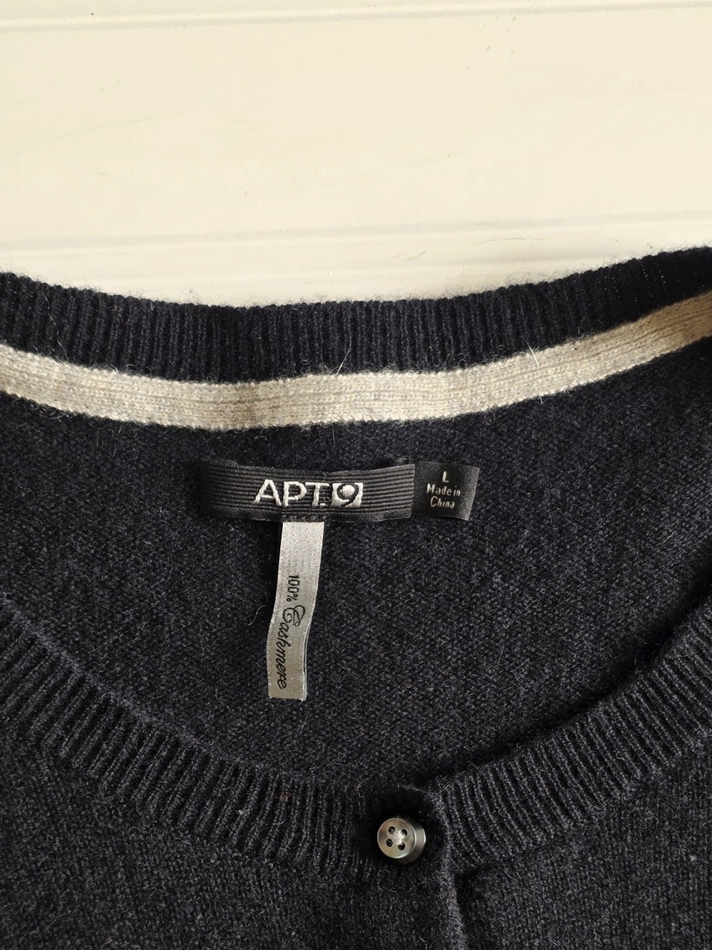 Apt. 9 100% Cashmere Black Button Front Cardigan Sweater - Picture 3 of 9